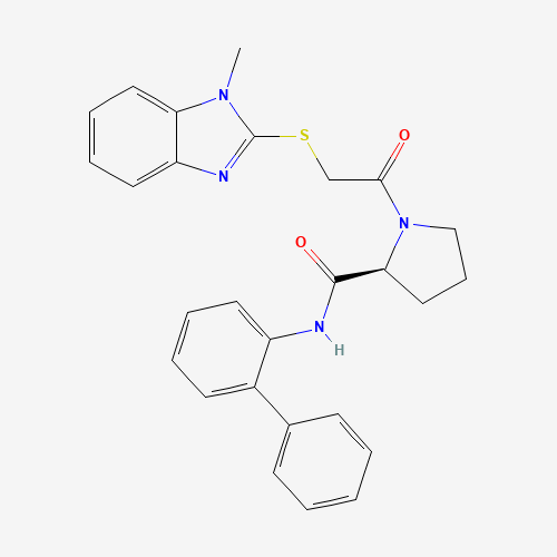 (2S)-1-[2-(1-methylbenzimidazol-2-yl)sulfanylacetyl]-N-(2-phenylphenyl)pyrrolidine-2-carboxamide (CAS: 916141-36-1) - Chemical Structure and Molecular Formula 