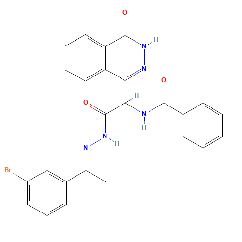 N-[2-[2-[1-(3-bromophenyl)ethylidene]hydrazinyl]-2-oxo-1-(4-oxo-3H-phthalazin-1-yl)ethyl]benzamide (CAS: 916170-19-9) - Related Chemical Product