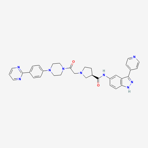 (3R)-1-[2-oxo-2-[4-(4-pyrimidin-2-ylphenyl)piperazin-1-yl]ethyl]-N-(3-pyridin-4-yl-1H-indazol-5-yl)pyrrolidine-3-carboxamide (CAS: 942183-80-4) - Related Chemical Product