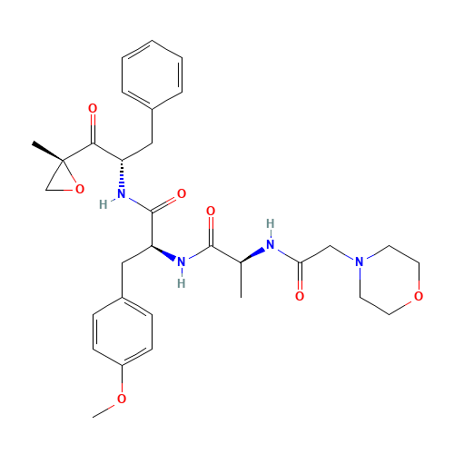 (2S)-3-(4-methoxyphenyl)-N-[(2S)-1-[(2R)-2-methyloxiran-2-yl]-1-oxo-3-phenylpropan-2-yl]-2-[[(2S)-2-[(2-morpholin-4-ylacetyl)amino]propanoyl]amino]propanamide (CAS: 960374-59-8) - Related Chemical Product