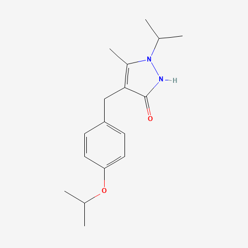 3-methyl-2-propan-2-yl-4-[(4-propan-2-yloxyphenyl)methyl]-1H-pyrazol-5-one (CAS: 1028026-83-6) - Chemical Structure and Molecular Formula 