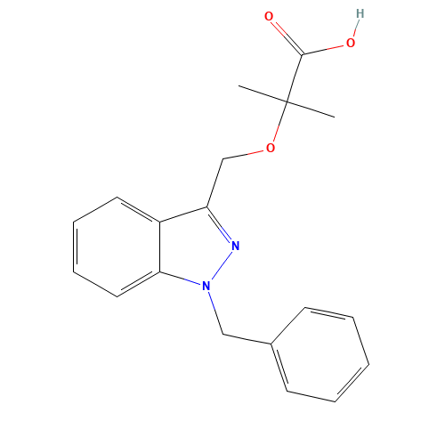 2-[(1-benzylindazol-3-yl)methoxy]-2-methylpropanoic acid (CAS: 130641-38-2) - Related Chemical Product