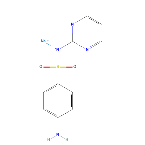 sodium;(4-aminophenyl)sulfonyl-pyrimidin-2-ylazanide (CAS: 547-32-0) - Chemical Structure and Molecular Formula 