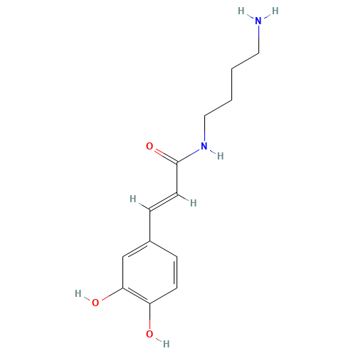 (E)-N-(4-aminobutyl)-3-(3,4-dihydroxyphenyl)prop-2-enamide (CAS: 29554-26-5) - Chemical Structure and Molecular Formula 
