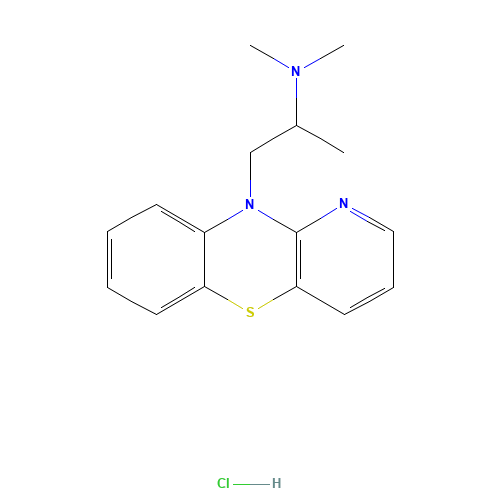 N,N-dimethyl-1-pyrido[3,2-b][1,4]benzothiazin-10-ylpropan-2-amine;hydrochloride (CAS: 1225-60-1) - Chemical Structure and Molecular Formula 