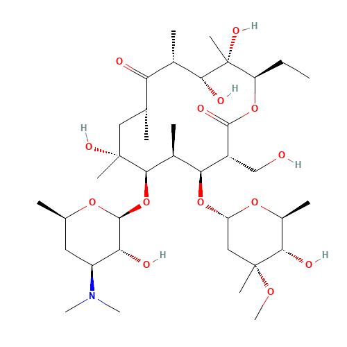 (3R,4S,5S,6R,7R,9R,11R,12R,13S,14R)-6-[(2S,3R,4S,6R)-4-(dimethylamino)-3-hydroxy-6-methyloxan-2-yl]oxy-14-ethyl-7,12,13-trihydroxy-4-[(2R,4R,5S,6S)-5-hydroxy-4-methoxy-4,6-dimethyloxan-2-yl]oxy-3-(hydroxymethyl)-5,7,9,11,13-pentamethyl-oxacyclotetradecane-2,10-dione (CAS: 82230-93-1) - Related Chemical Product