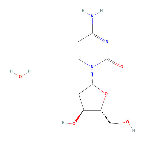 4-amino-1-[(2R,4S,5R)-4-hydroxy-5-(hydroxymethyl)oxolan-2-yl]pyrimidin-2-one;hydrate (CAS: 652157-52-3) - Chemical Structure and Molecular Formula 