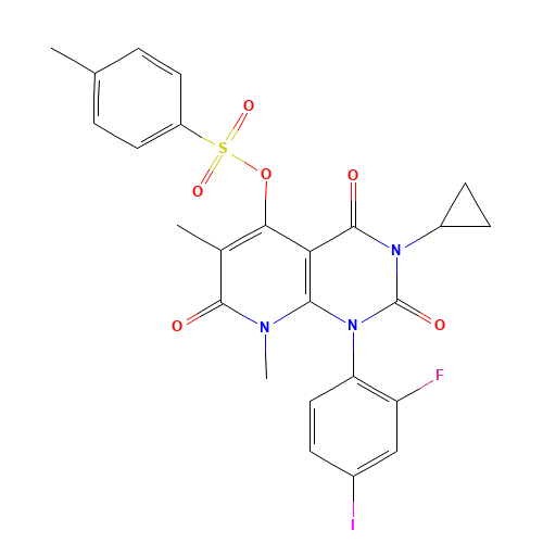 3-cyclopropyl-1-(2-fluoro-4-iodophenyl)-6,8-diMethyl-2,4,7-trioxo-1,2,3,4,7,8-hexahydropyrido[2,3-d]pyriMidin-5-yl 4-Methylbenzenesulfonate (CAS: 871700-32-2) - Related Chemical Product