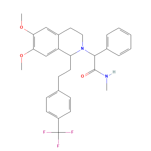 (2R)-2-[(1S)-6,7-dimethoxy-1-[2-[4-(trifluoromethyl)phenyl]ethyl]-3,4-dihydro-1H-isoquinolin-2-yl]-N-methyl-2-phenylacetamide;hydrochloride (CAS: 871224-63-4) - Related Chemical Product