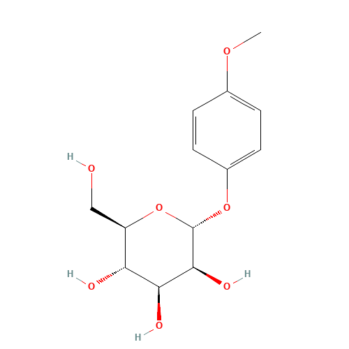 (2R,3S,4S,5S,6R)-2-(hydroxymethyl)-6-(4-methoxyphenoxy)oxane-3,4,5-triol (CAS: 28541-75-5) - Chemical Structure and Molecular Formula 