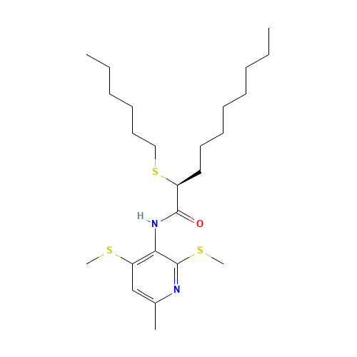 (2S)-2-hexylsulfanyl-N-[6-methyl-2,4-bis(methylsulfanyl)pyridin-3-yl]decanamide (CAS: 135025-12-6) - Related Chemical Product