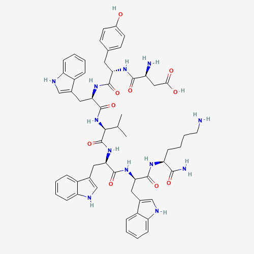 3-amino-4-[[1-[[1-[[1-[[1-[[1-[(1,6-diamino-1-oxohexan-2-yl)amino]-3-(1H-indol-3-yl)-1-oxopropan-2-yl]amino]-3-(1H-indol-3-yl)-1-oxopropan-2-yl]amino]-3-methyl-1-oxobutan-2-yl]amino]-3-(1H-indol-3-yl)-1-oxopropan-2-yl]amino]-3-(4-hydroxyphenyl)-1-oxopropan-2-yl]amino]-4-oxobutanoic acid (CAS: 135306-85-3) - Related Chemical Product