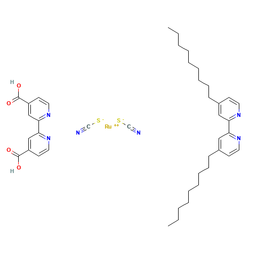 cis-bis(isothiocycanato)-(2,2'-bipyridyl-4,4'-dicarboxylic acid)-(2,2'-bipyridyl-4,4'-dinonyl) rutheniuM(II) (CAS: 502693-09-6) - Related Chemical Product