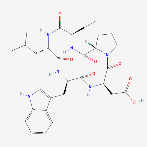 2-[(3R,6R,9S,12R,15S)-6-(1H-indol-3-ylmethyl)-9-(2-methylpropyl)-2,5,8,11,14-pentaoxo-12-propan-2-yl-1,4,7,10,13-pentazabicyclo[13.3.0]octadecan-3-yl]acetic acid (CAS: 136553-81-6) - Related Chemical Product