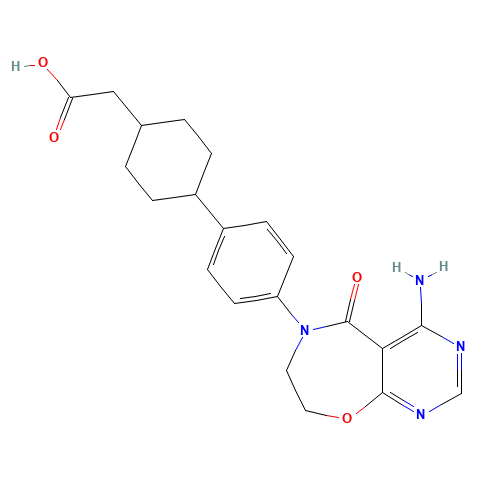2-[4-[4-(4-amino-5-oxo-7,8-dihydropyrimido[5,4-f][1,4]oxazepin-6-yl)phenyl]cyclohexyl]acetic acid (CAS: 1109276-89-2) - Related Chemical Product