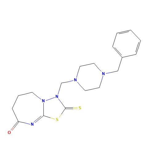 3-[(4-benzylpiperazin-1-yl)methyl]-2-thioxo-2,3,6,7-tetrahydro-[1,3,4]thiadiazolo[3,2-a][1,3]diazepin-8(SH)-one (CAS: 450346-85-7) - Related Chemical Product
