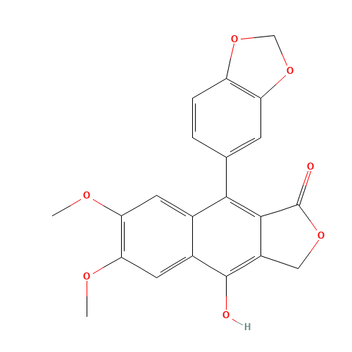 9-(1,3-benzodioxol-5-yl)-4-hydroxy-6,7-dimethoxy-3H-benzo[f][2]benzofuran-1-one (CAS: 22055-22-7) - Chemical Structure and Molecular Formula 