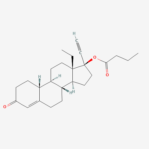[(8R,9S,10R,13S,14S,17S)-13-ethyl-17-ethynyl-3-oxo-1,2,6,7,8,9,10,11,12,14,15,16-dodecahydrocyclopenta[a]phenanthren-17-yl] butanoate (CAS: 86679-33-6) - Chemical Structure and Molecular Formula 