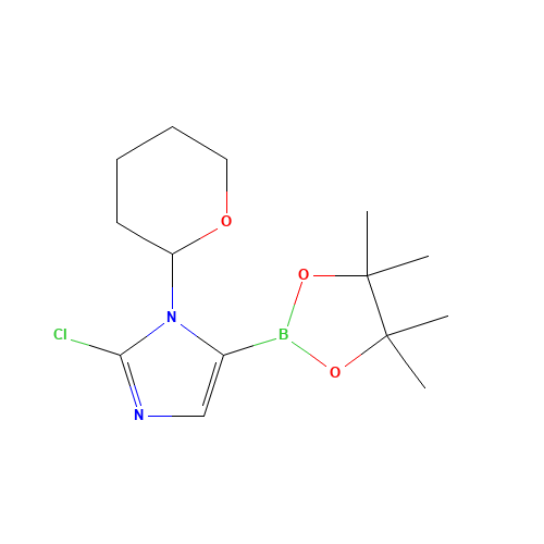 2-chloro-1-(oxan-2-yl)-5-(4,4,5,5-tetramethyl-1,3,2-dioxaborolan-2-yl)imidazole (CAS: 1029684-36-3) - Chemical Structure and Molecular Formula 