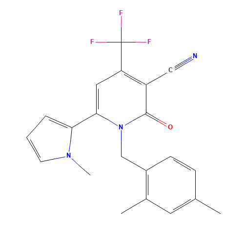 1-[(2,4-dimethylphenyl)methyl]-6-(1-methylpyrrol-2-yl)-2-oxo-4-(trifluoromethyl)pyridine-3-carbonitrile (CAS: 1263283-54-0) - Related Chemical Product