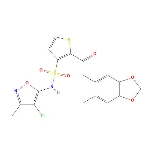 N-(4-chloro-3-methyl-1,2-oxazol-5-yl)-2-[2-(6-methyl-1,3-benzodioxol-5-yl)acetyl]thiophene-3-sulfonamide (CAS: 184036-34-8) - Related Chemical Product