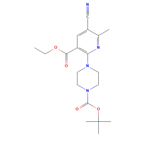 tert-butyl 4-(5-cyano-3-ethoxycarbonyl-6-methylpyridin-2-yl)piperazine-1-carboxylate (CAS: 1385058-39-8) - Related Chemical Product