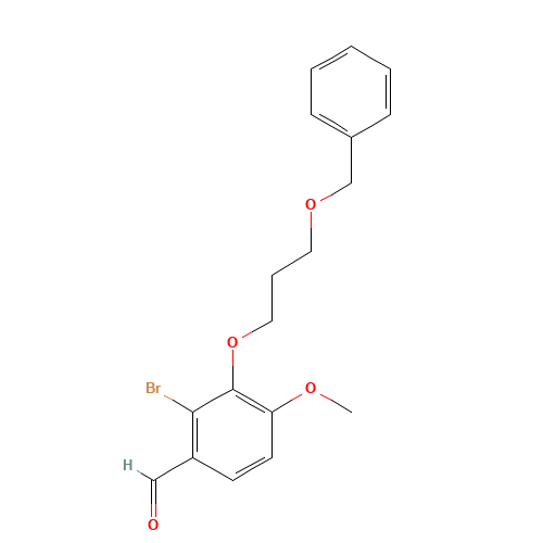 2-bromo-4-methoxy-3-(3-phenylmethoxypropoxy)benzaldehyde (CAS: 1364687-01-3) - Chemical Structure and Molecular Formula 