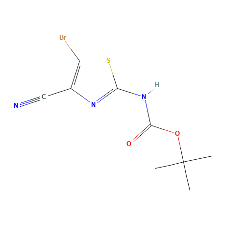 tert-butyl N-(5-bromo-4-cyano-1,3-thiazol-2-yl)carbamate (CAS: 944804-80-2) - Chemical Structure and Molecular Formula 