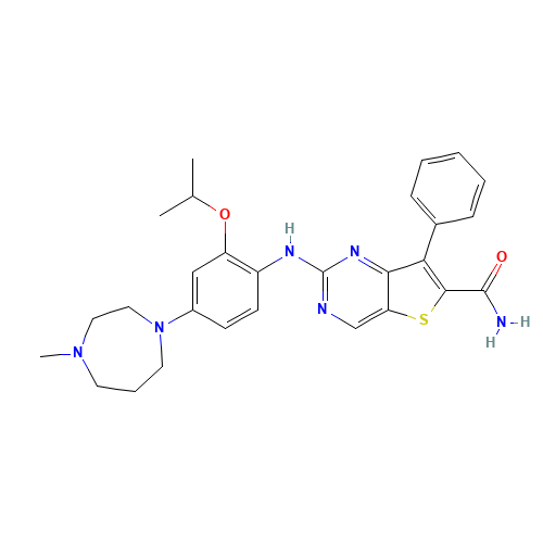 2-[4-(4-methyl-1,4-diazepan-1-yl)-2-propan-2-yloxyanilino]-7-phenylthieno[3,2-d]pyrimidine-6-carboxamide (CAS: 1462947-75-6) - Related Chemical Product
