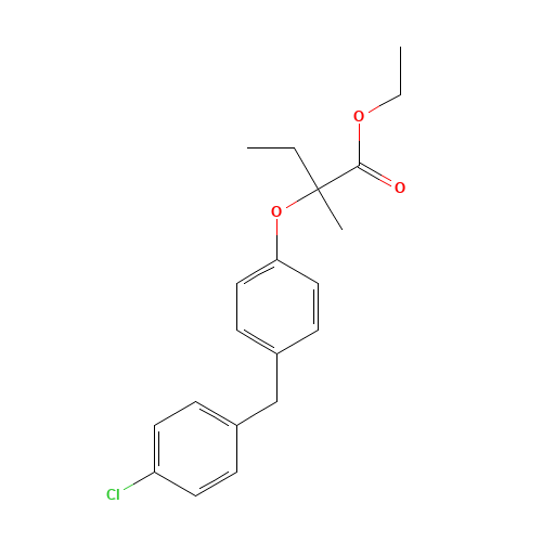 ethyl 2-[4-[(4-chlorophenyl)methyl]phenoxy]-2-methylbutanoate (CAS: 55937-99-0) - Related Chemical Product