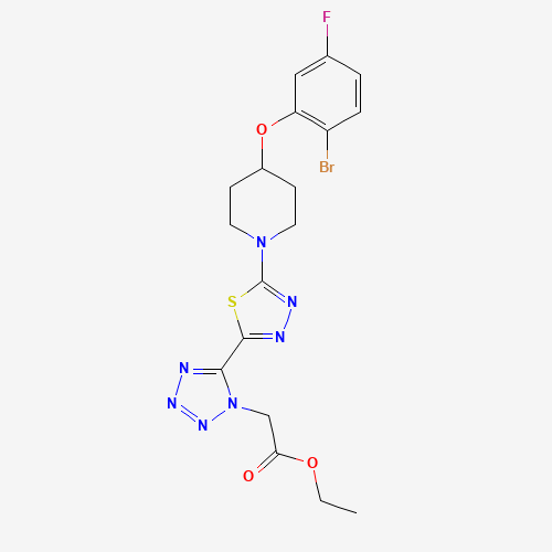 ethyl 2-[5-[5-[4-(2-bromo-5-fluorophenoxy)piperidin-1-yl]-1,3,4-thiadiazol-2-yl]tetrazol-1-yl]acetate (CAS: 1030613-24-1) - Related Chemical Product