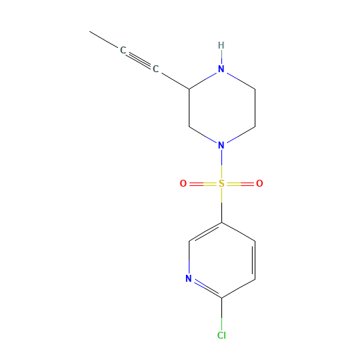 1-(6-chloropyridin-3-yl)sulfonyl-3-prop-1-ynylpiperazine (CAS: 1361224-44-3) - Chemical Structure and Molecular Formula 