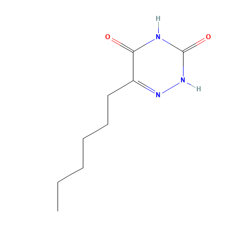 6-hexyl-2H-1,2,4-triazine-3,5-dione (CAS: 862767-64-4) - Chemical Structure and Molecular Formula 