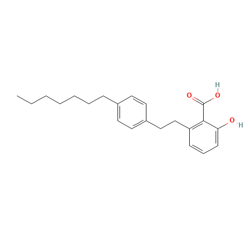 2-[2-(4-heptylphenyl)ethyl]-6-hydroxybenzoic acid (CAS: 1243583-85-8) - Chemical Structure and Molecular Formula 