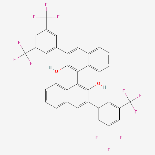 3-[3,5-bis(trifluoromethyl)phenyl]-1-[3-[3,5-bis(trifluoromethyl)phenyl]-2-hydroxynaphthalen-1-yl]naphthalen-2-ol (CAS: 849939-13-5) - Chemical Structure and Molecular Formula 