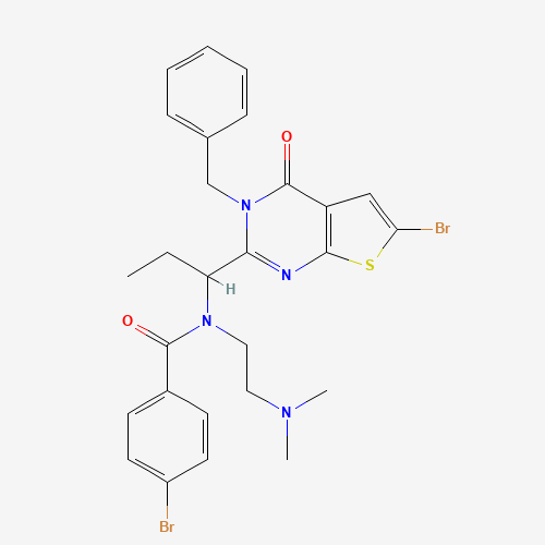 N-[1-(3-benzyl-6-bromo-4-oxothieno[2,3-d]pyrimidin-2-yl)propyl]-4-bromo-N-[2-(dimethylamino)ethyl]benzamide (CAS: 545378-27-6) - Related Chemical Product