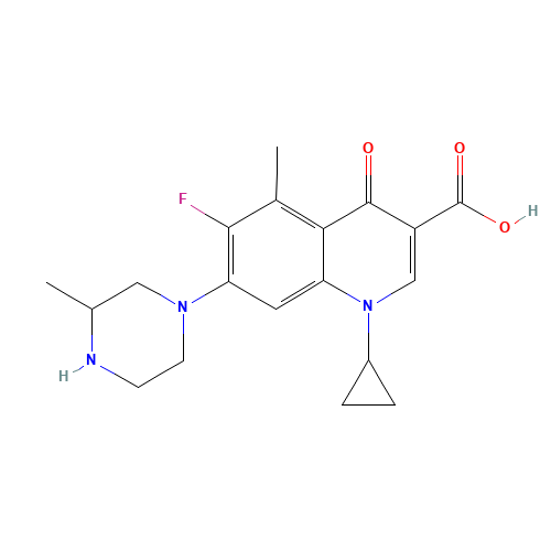 1-cyclopropyl-6-fluoro-5-methyl-7-(3-methylpiperazin-1-yl)-4-oxoquinoline-3-carboxylic acid (CAS: 119914-60-2) - Related Chemical Product