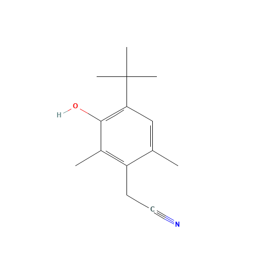 2-(4-tert-butyl-3-hydroxy-2,6-dimethylphenyl)acetonitrile (CAS: 55699-10-0) - Chemical Structure and Molecular Formula 