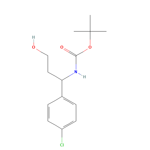 tert-butyl N-[1-(4-chlorophenyl)-3-hydroxypropyl]carbamate (CAS: 886493-66-9) - Chemical Structure and Molecular Formula 