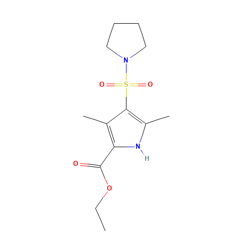 ethyl 3,5-dimethyl-4-pyrrolidin-1-ylsulfonyl-1H-pyrrole-2-carboxylate (CAS: 1021527-86-5) - Chemical Structure and Molecular Formula 