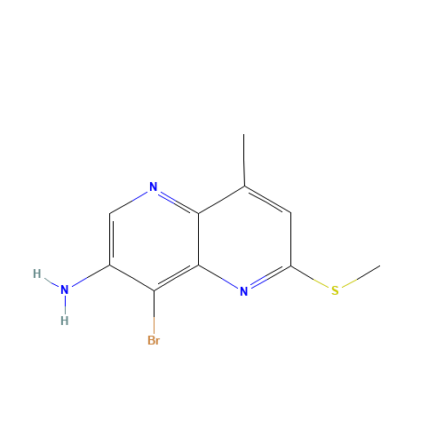 4-bromo-8-methyl-6-methylsulfanyl-1,5-naphthyridin-3-amine (CAS: 1417551-79-1) - Chemical Structure and Molecular Formula 