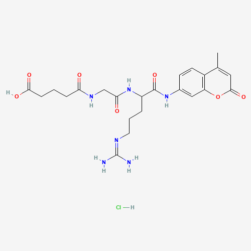 5-[[2-[[5-(diaminomethylideneamino)-1-[(4-methyl-2-oxochromen-7-yl)amino]-1-oxopentan-2-yl]amino]-2-oxoethyl]amino]-5-oxopentanoic acid;hydrochloride (CAS: 103213-40-7) - Related Chemical Product
