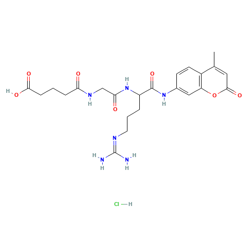 5-[[2-[[5-(diaminomethylideneamino)-1-[(4-methyl-2-oxochromen-7-yl)amino]-1-oxopentan-2-yl]amino]-2-oxoethyl]amino]-5-oxopentanoic acid;hydrochloride (CAS: 103213-40-7) - Related Chemical Product