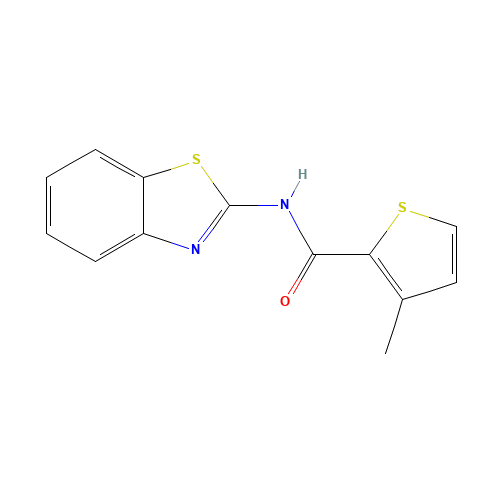 N-(1,3-benzothiazol-2-yl)-3-methylthiophene-2-carboxamide (CAS: 383864-93-5) - Chemical Structure and Molecular Formula 