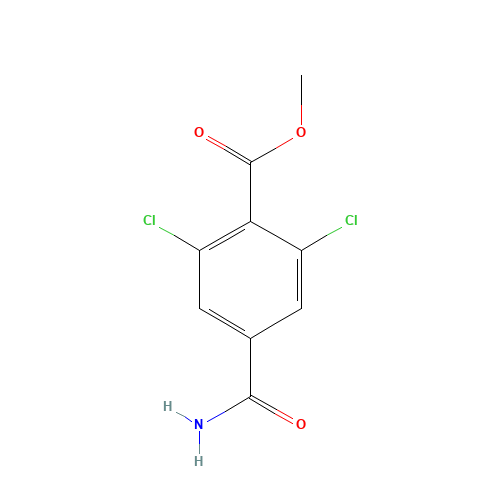 methyl 4-carbamoyl-2,6-dichlorobenzoate (CAS: 409127-31-7) - Chemical Structure and Molecular Formula 