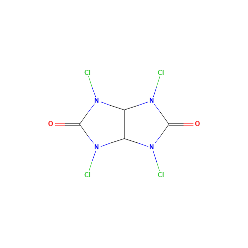 1,3,4,6-tetrachloro-3a,6a-dihydroimidazo[4,5-d]imidazole-2,5-dione (CAS: 776-19-2) - Chemical Structure and Molecular Formula 