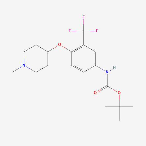 tert-butyl N-[4-(1-methylpiperidin-4-yl)oxy-3-(trifluoromethyl)phenyl]carbamate (CAS: 1318242-90-8) - Chemical Structure and Molecular Formula 