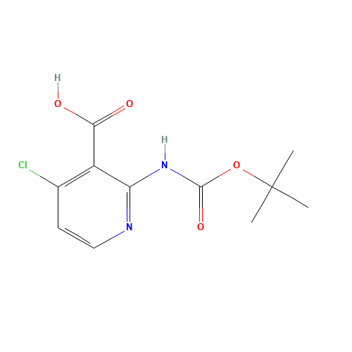 4-chloro-2-[(2-methylpropan-2-yl)oxycarbonylamino]pyridine-3-carboxylic acid (CAS: 1021339-32-1) - Chemical Structure and Molecular Formula 
