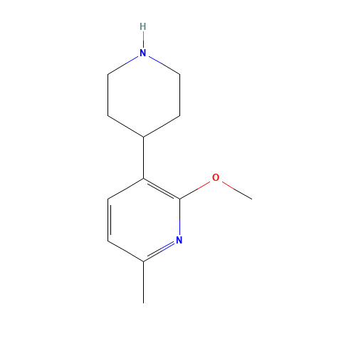 2-methoxy-6-methyl-3-piperidin-4-ylpyridine (CAS: 1448682-34-5) - Chemical Structure and Molecular Formula 