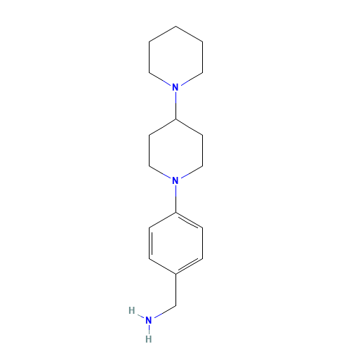 [4-(4-piperidin-1-ylpiperidin-1-yl)phenyl]methanamine (CAS: 1292719-52-8) - Chemical Structure and Molecular Formula 